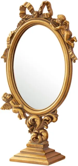 1 x dressing table mirror desktop mirror make-up mirror vanity tray table tray European style vanity desk mirror bedroom mirror decor resin mirror old fashioned ornaments shelf