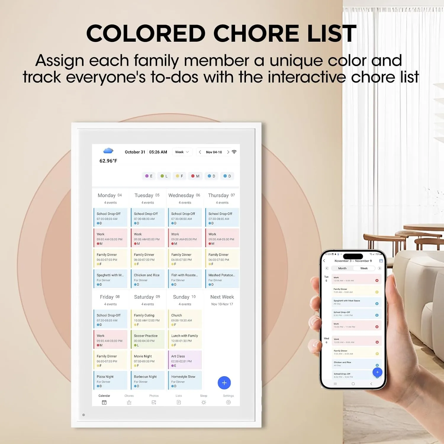 10.1 Inch Digital Calendar Planner & Smart Chore Chart, Full HD Interactive Touchscreen Display for Family Schedules - Include Desk Stand