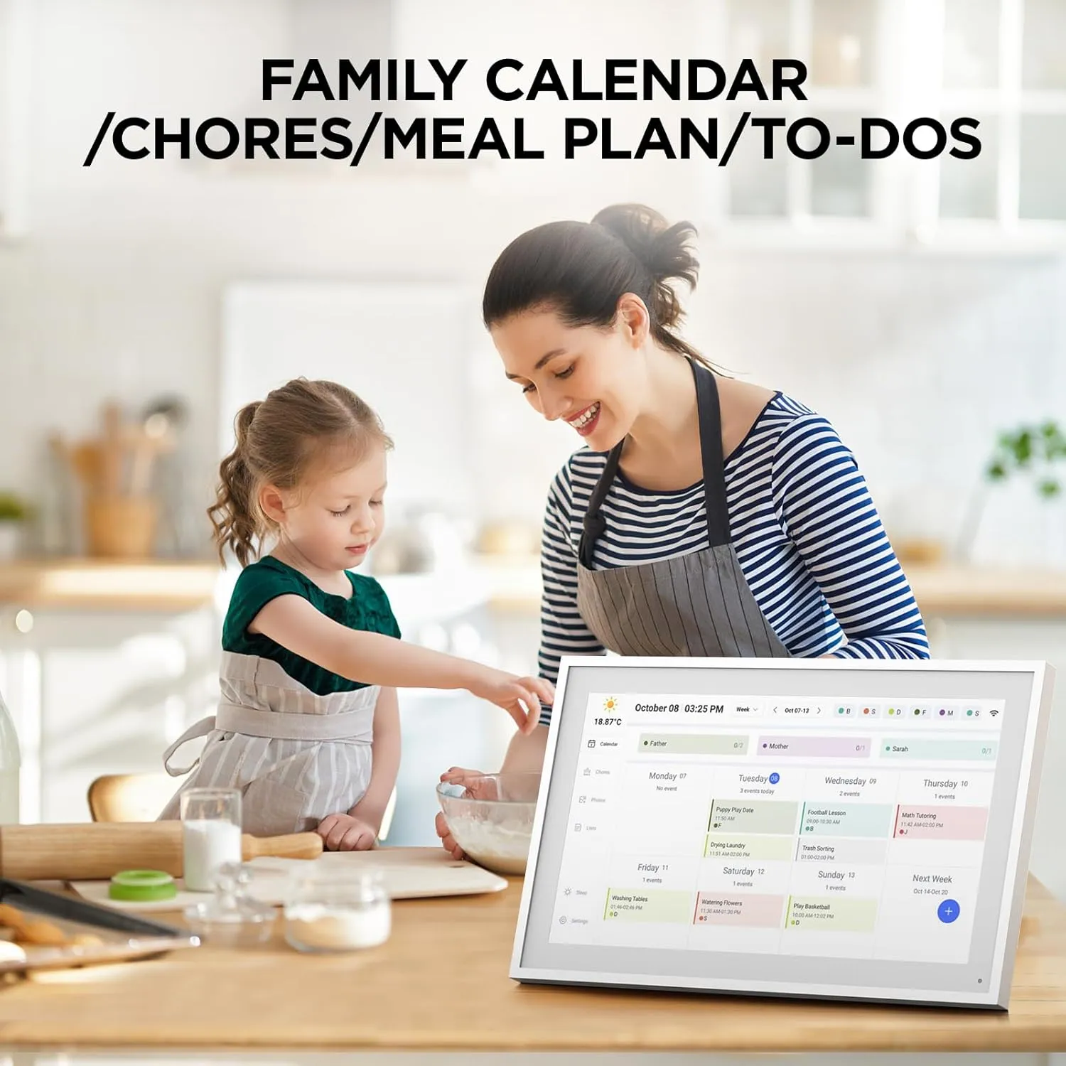 10.1 Inch Digital Calendar Planner & Smart Chore Chart, Full HD Interactive Touchscreen Display for Family Schedules - Include Desk Stand
