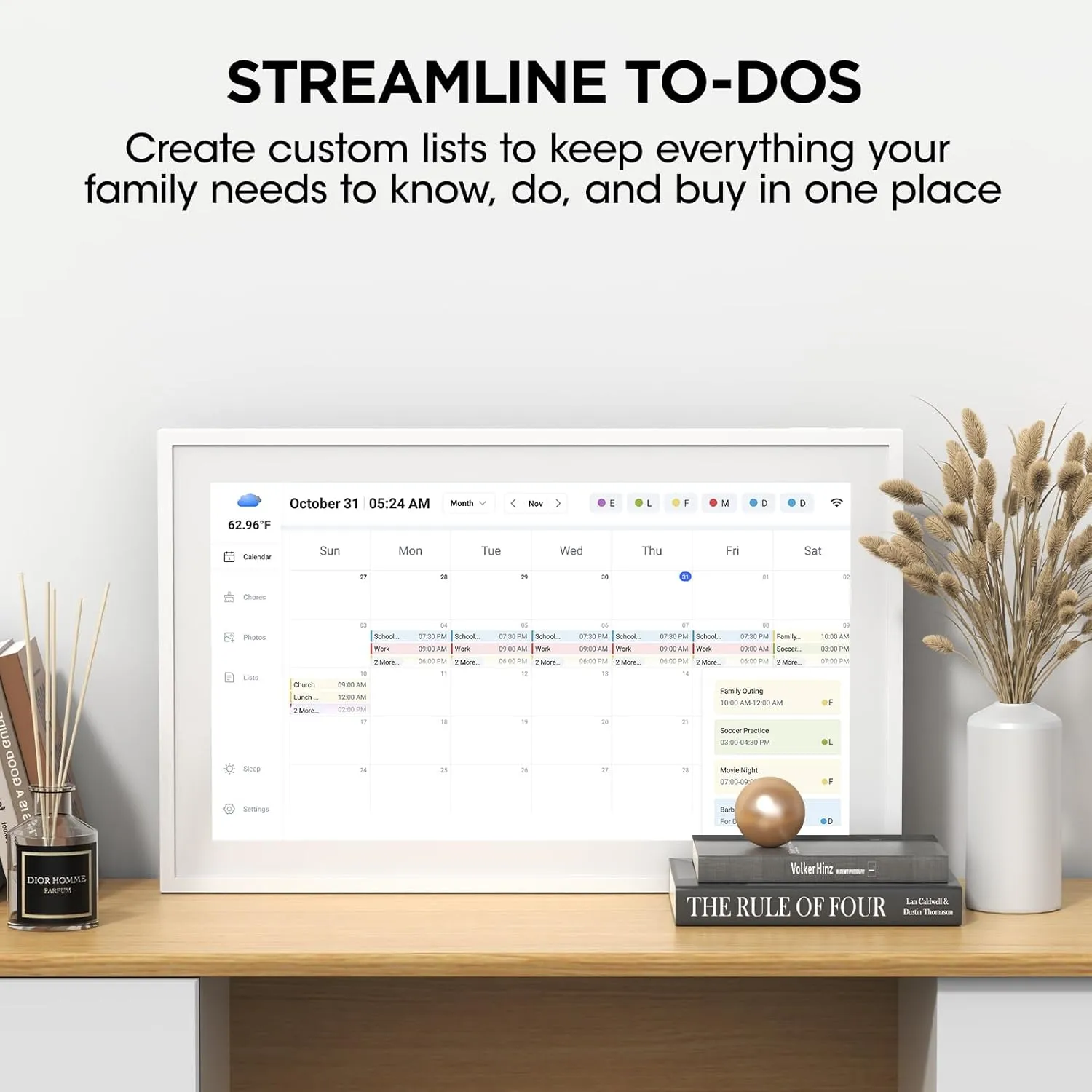 10.1 Inch Digital Calendar Planner & Smart Chore Chart, Full HD Interactive Touchscreen Display for Family Schedules - Include Desk Stand