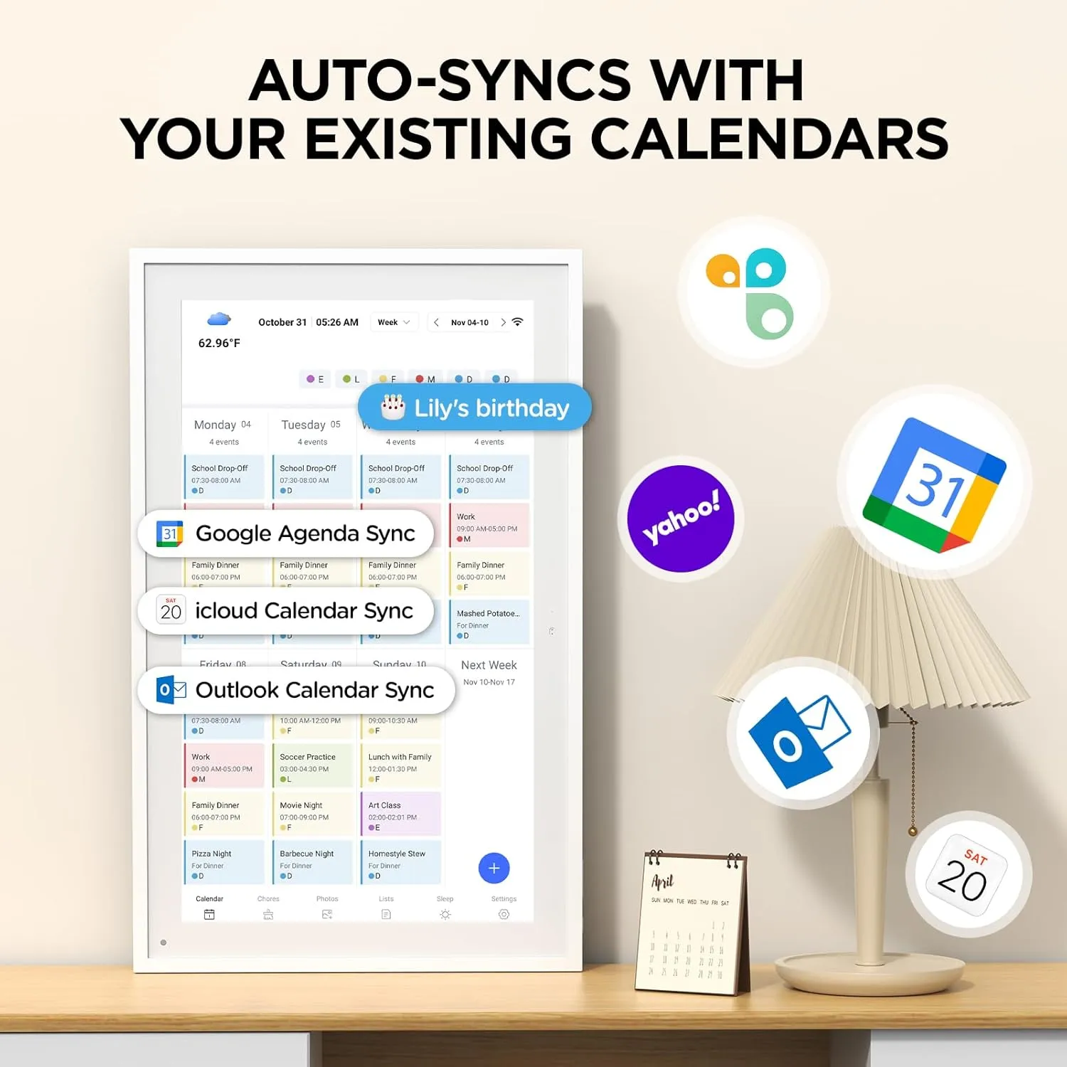 10.1 Inch Digital Calendar Planner & Smart Chore Chart, Full HD Interactive Touchscreen Display for Family Schedules - Include Desk Stand