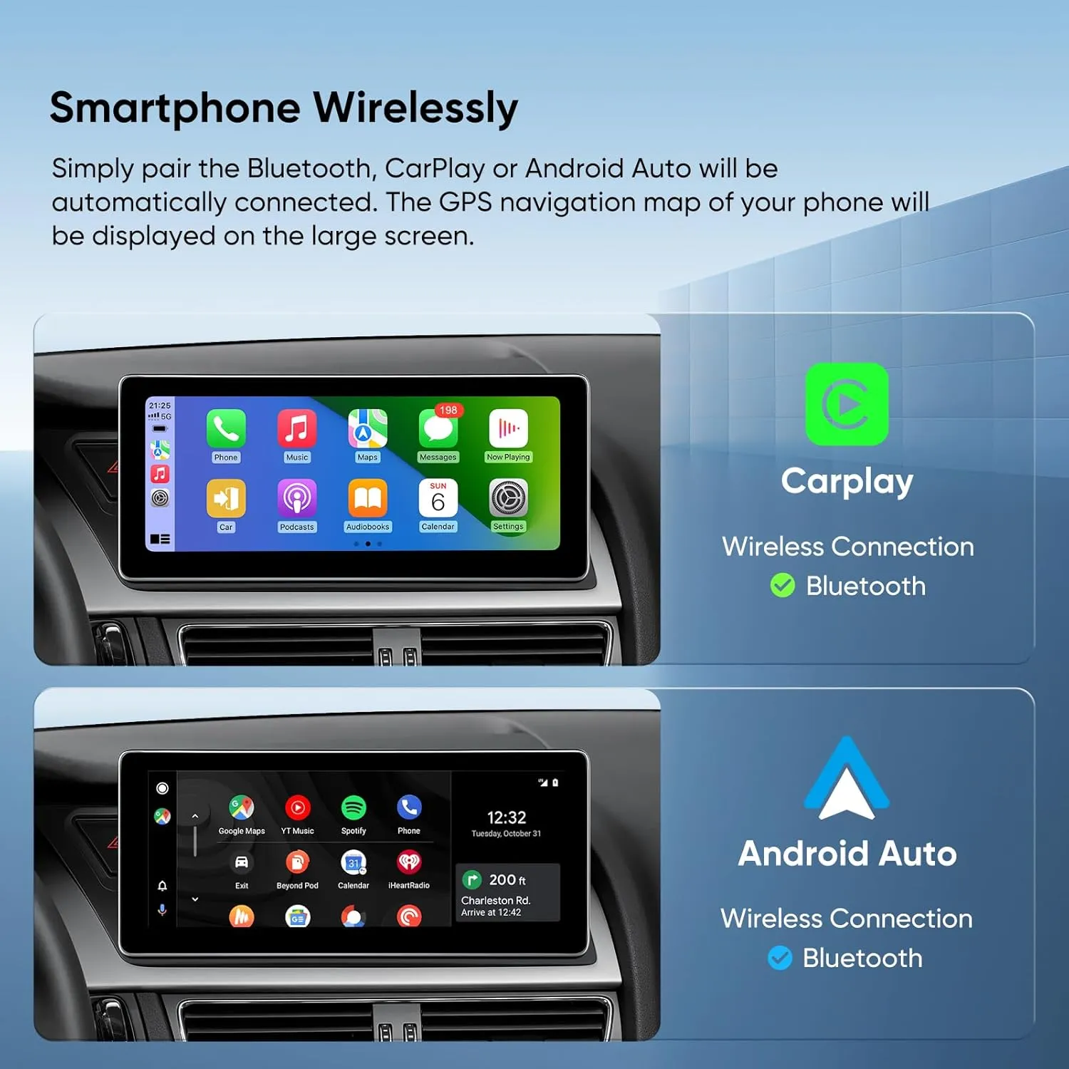 10.25-inch Car Stereo for Audi A4 A5 S4 S5 2009-2016 with Concert/Symphony System, Wireless CarPlay Android Auto BT GPS Touch Screen Upgrade Radio Replacement (10.25" Concert/Symphony)