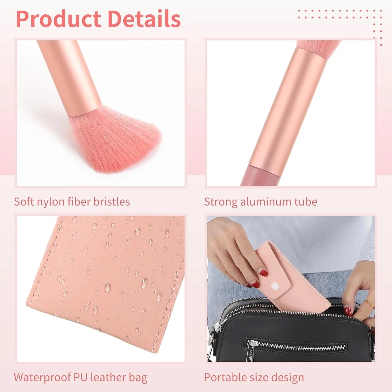 16 Sets Travel Makeup Brush, Mini Face Cosmetic Brushes with Brush Bags, Foundation Brush Kit, Bachelorette Party Favors, Bridesmaid Presents for Wedding Bridal Shower