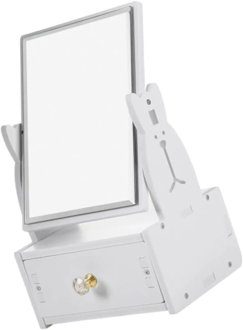 1pc Desktop Makeup Mirror with Drawer Cute Vanity Mirror for Bedroom Chic Design with High Definition Makeup Accessory for Organizing Cosmetics