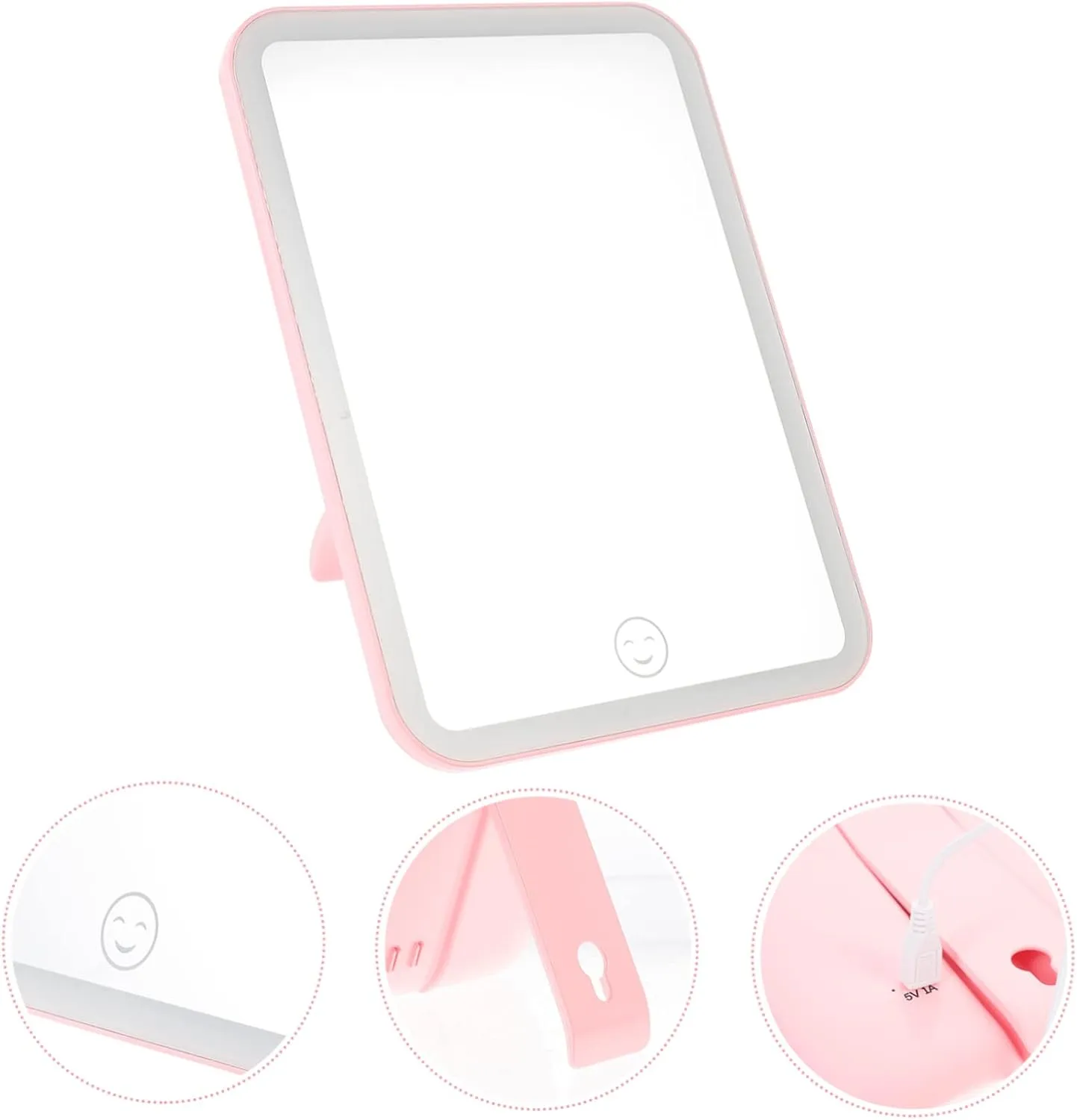 1pc Foldable Led Makeup Mirror Back Hook Stand Desktop Vanity Mirror for -ups Elegant Design for Bedroom and Cloakroom Use
