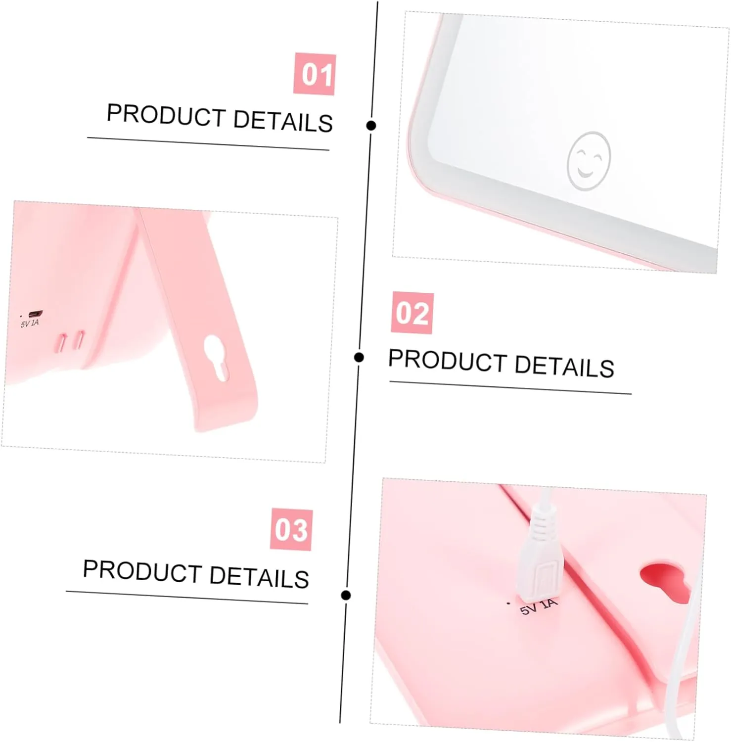 1pc Foldable Led Makeup Mirror Back Hook Stand Desktop Vanity Mirror for -ups Elegant Design for Bedroom and Cloakroom Use
