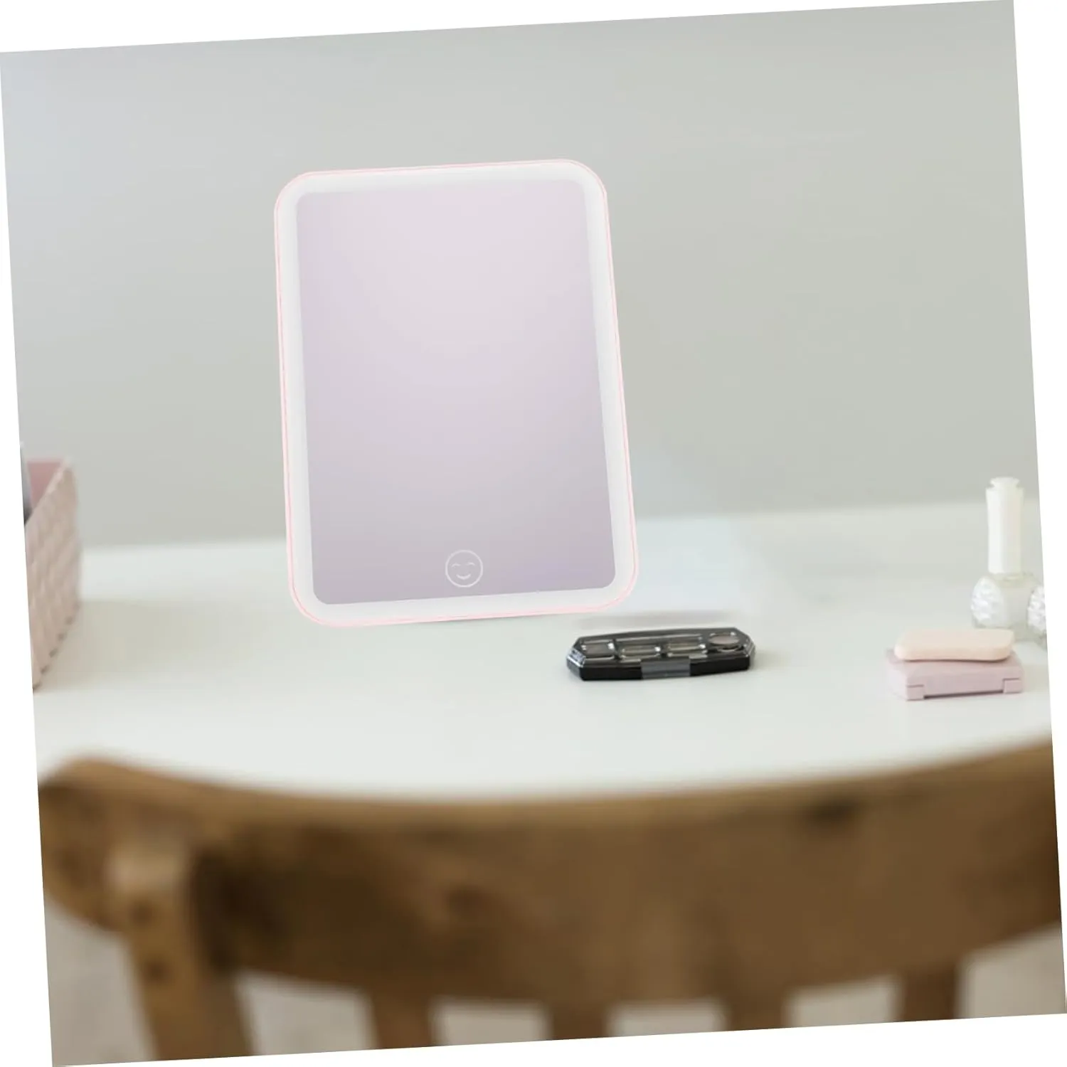 1pc Foldable Led Makeup Mirror Back Hook Stand Desktop Vanity Mirror for -ups Elegant Design for Bedroom and Cloakroom Use