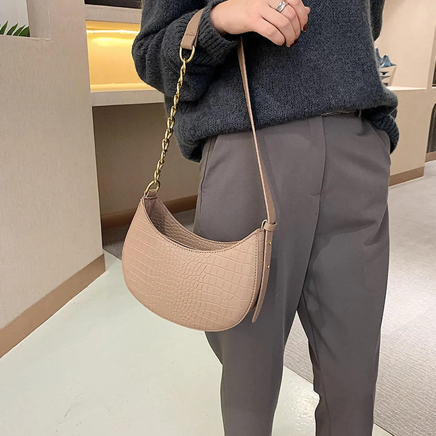 1pcs Shoulder Bag Retro Classic Purse Clutch Shoulder Tote Hand Bag with Zipper Closure for Women