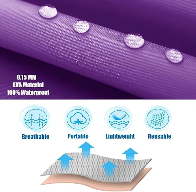 2 Pack Rain Ponchos for Kids, Reusable Kids Rain Jacket with Hood Waterproof Raincoats for Boys and Girls