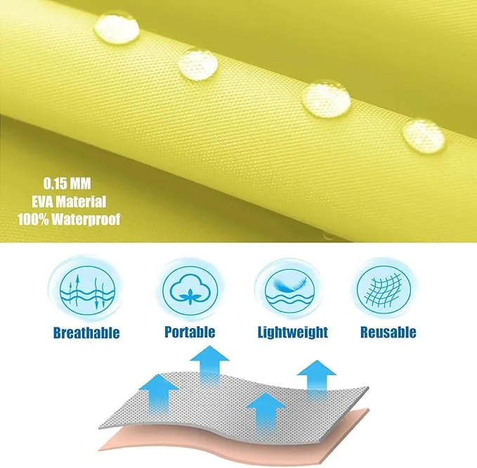2 Pack Rain Ponchos for Kids, Reusable Kids Rain Jacket with Hood Waterproof Raincoats for Boys and Girls