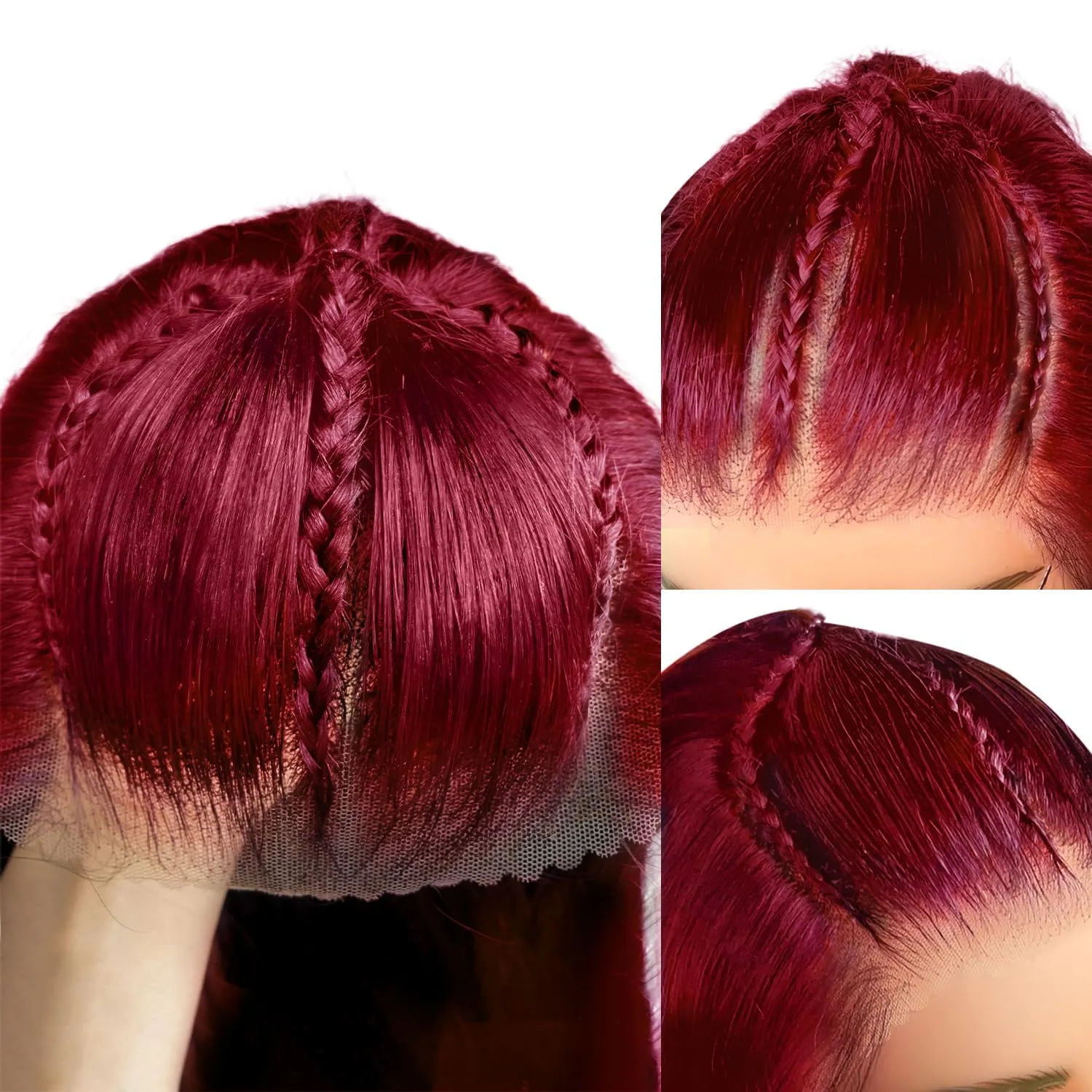 200% Density 13X4 99j Burgundy Lace Front Wigs Human Hair 13X4 HD Transparent Straight Glueless Wigs Human Hair Pre Plucked Pre Cut Braided Wigs Human Hair For Black Women Burgundy Wig Human Hair