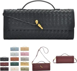 2025 Woven Handbag for Women, Fashion Evening Shoulder Bag, PU Leather Handmade Clutch Purse, Woven Crossbody Bag