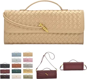 2025 Woven Handbag for Women, Fashion Evening Shoulder Bag, PU Leather Handmade Clutch Purse, Woven Crossbody Bag