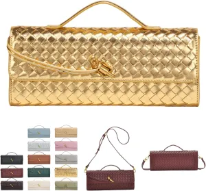 2025 Woven Handbag for Women, Fashion Evening Shoulder Bag, PU Leather Handmade Clutch Purse, Woven Crossbody Bag