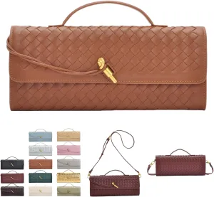 2025 Woven Handbag for Women, Fashion Evening Shoulder Bag, PU Leather Handmade Clutch Purse, Woven Crossbody Bag