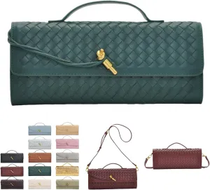 2025 Woven Handbag for Women, Fashion Evening Shoulder Bag, PU Leather Handmade Clutch Purse, Woven Crossbody Bag