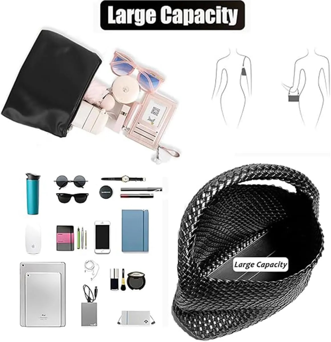 2025 Woven Tote Bag for Women, Extra Large Fashion Shoulder Hobo Bags, Leather Woven Beach Bag, Work Purses for Women