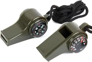 2PCS 3-in-1 Whistle,Multifunction Outdoor Whistles Tools with Compass and Thermometer, Potable Whistle with Lanyard for Hiking, Camping