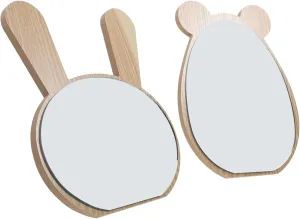 2pcs Cartoon Makeup Mirror Rustic Mirror Wall Mount Mirror Wall Mounted Mirror Tabletop Vanity Makeup Mirror Decorative Mirrors Makeup Tool Cartoon Cosmetic Mirror Make up Wooden