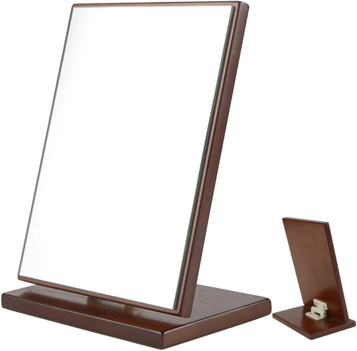 2pcs Desktop Vanity Mirror Makeup Vanities White Desk Vanity White Vanity Tray Tabletop Mirror Desk Mirror Make up Mirror Mirrors Wood Portable to Rotate Small Mirror(As Shownx2pcs,17x13cmx3pcs)