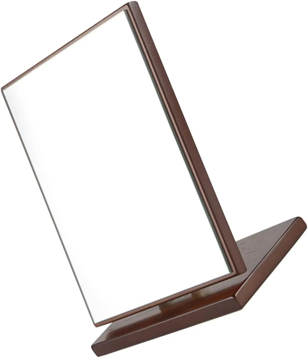 2pcs Desktop Vanity Mirror Makeup Vanities White Desk Vanity White Vanity Tray Tabletop Mirror Desk Mirror Make up Mirror Mirrors Wood Portable to Rotate Small Mirror(As Shownx2pcs,17x13cmx3pcs)
