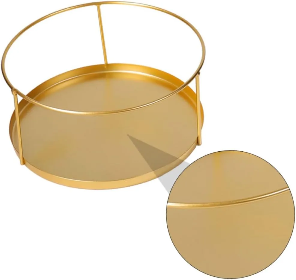 2pcs Elegant Jewelry Trays Desk Organizer Golden Storage Container Cosmetic Storage Bin Desktop Plate Smooth Surface