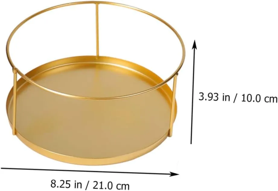 2pcs Elegant Jewelry Trays Desk Organizer Golden Storage Container Cosmetic Storage Bin Desktop Plate Smooth Surface