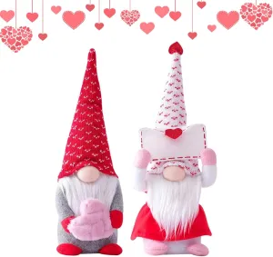 2Pcs Valentines Day Decor Valentine Gnomes Plush Decorations, Valentine's Day Decoration Home Table Decor Desktop Collectible Romantic Couple Gnomes Ornament Sweet Love Valentines Day Gifts for Women