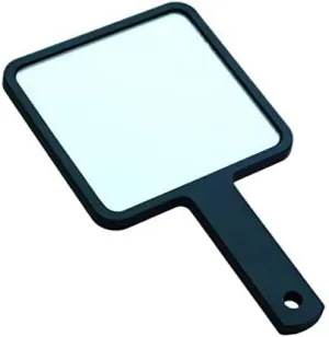 2X Ladies Modern Handheld Square Mirror Makeup Dresser Gift 4.7x4.7inch Black Pack of 2 - Weight & for Princess Parties and Makeup - Portable ABS & Glass Mirror Set for Little