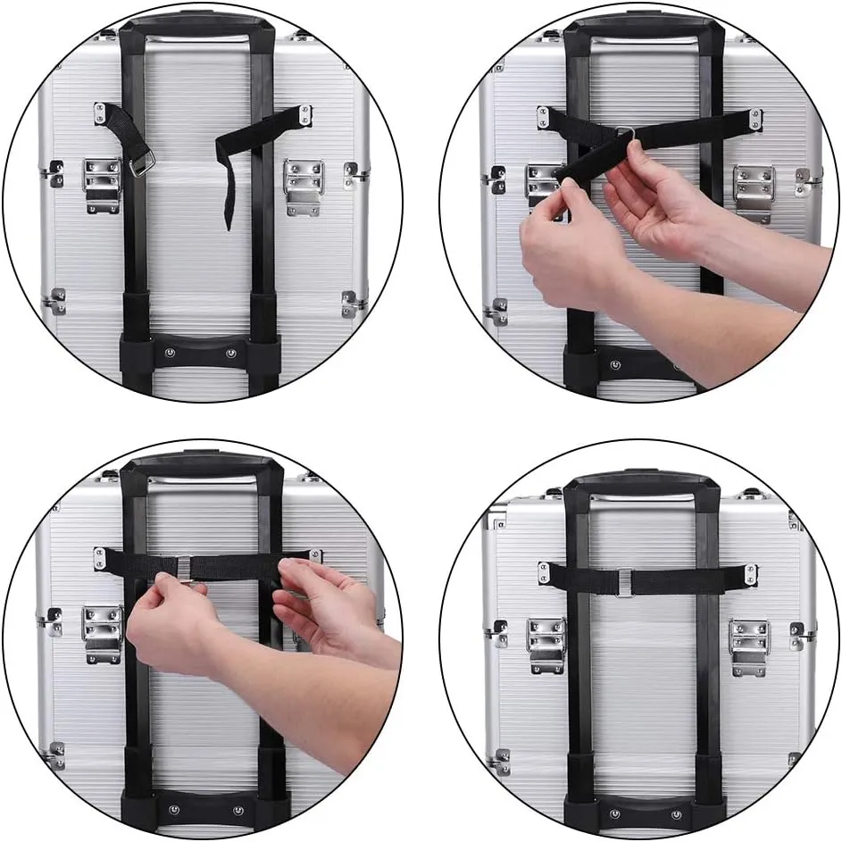 3 in 1 Cosmetic Makeup Train Case, Large Rolling Aluminum Trolley Makeup Travel Case Professional Rolling Cosmetic Beauty Storage Box with 360° Swivel Wheels (Silver)