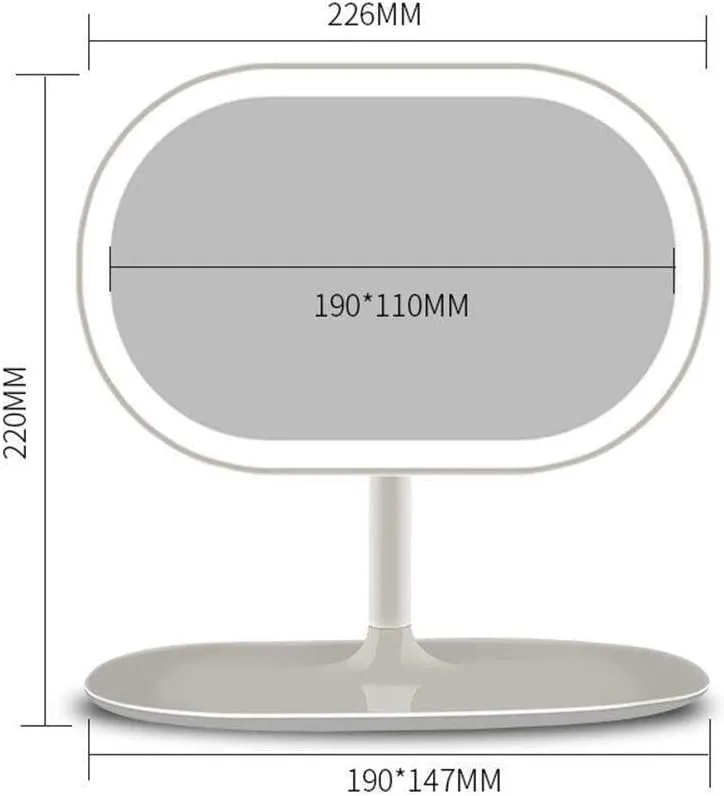 360° Rotating LED Lighted Makeup Mirror with Smart Touch Sensor, USB Charging, Portable, Storage Base for Bedroom, Bathroom, and Travel