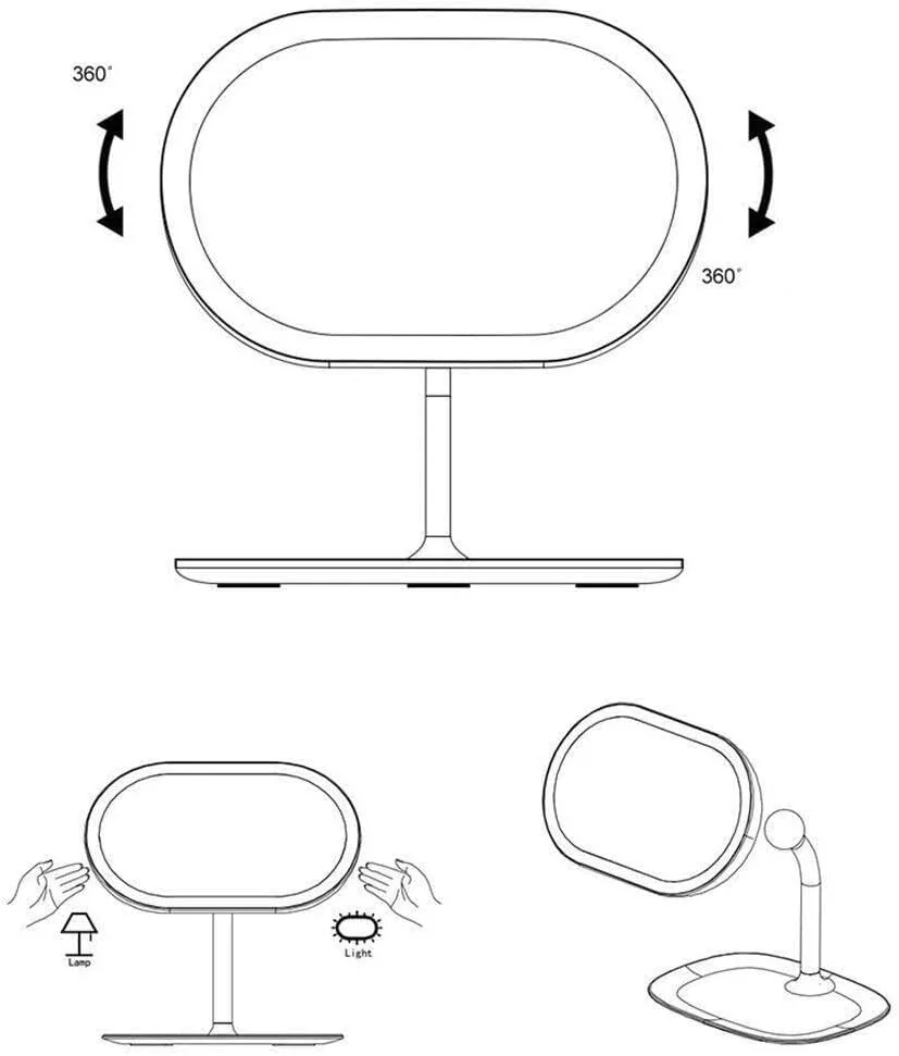 360° Rotating LED Lighted Makeup Mirror with Smart Touch Sensor, USB Charging, Portable, Storage Base for Bedroom, Bathroom, and Travel