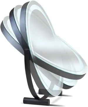 360° Rotation Makeup Mirror with LED Light, Small Desk Illuminated Mirror Round 11/15/19inch Touch Screen, Cold Light 5300K, Warm Light 3300K, Natural Light 4300K