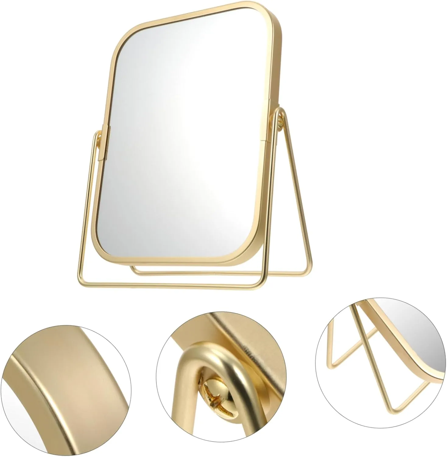 360degree Decorative Swivel Makeup Mirror with Stand Double-Sided Vanity Mirror for Easy Viewing for Grooming Makeup Application and Travel Convenience Stylish Tabletop Design
