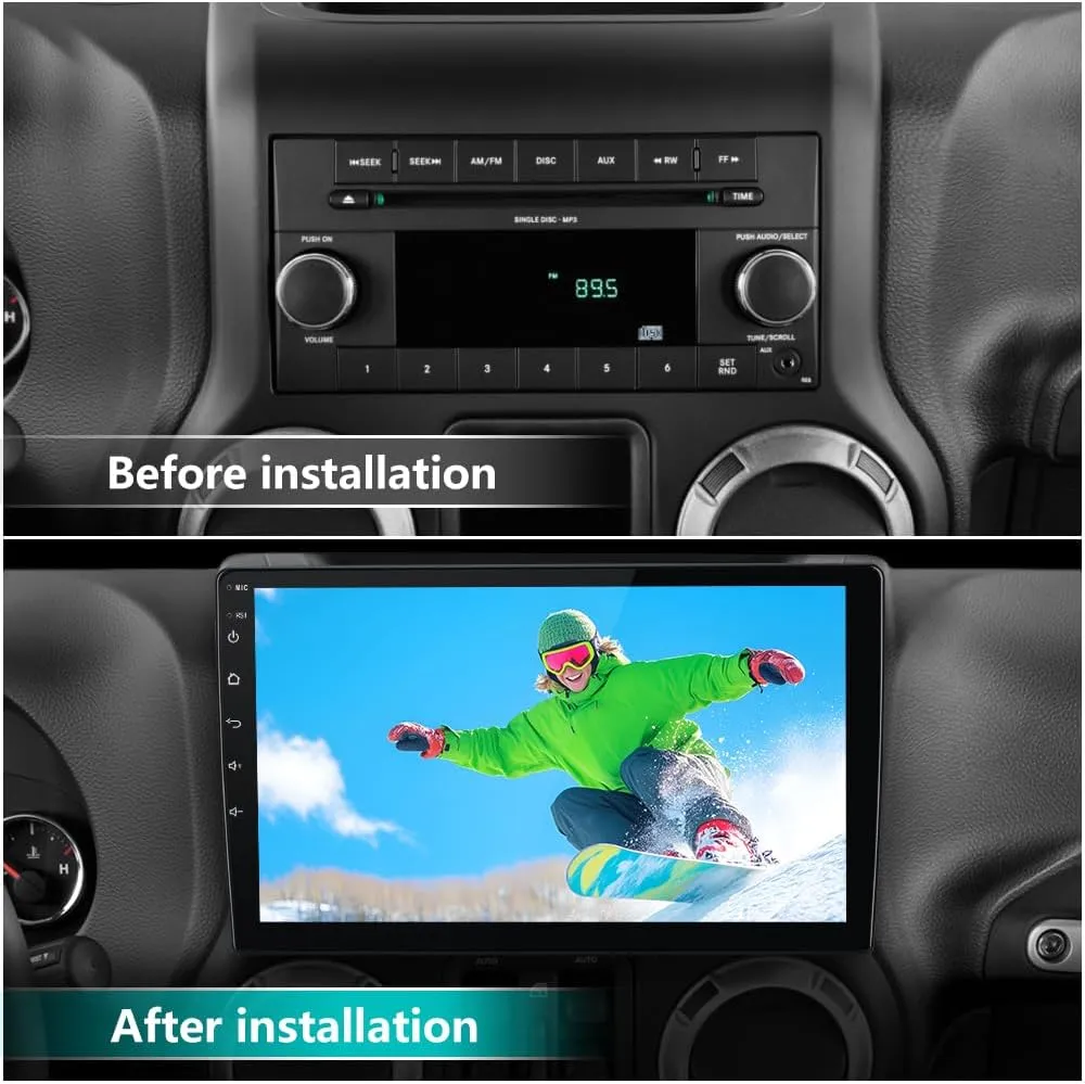 【4GB 64GB】 Qualcomm 8-Core Car Radio Stereo Upgrade for Jeep Wrangler JK 2007-2018 Dodge Ram 1500 2500 2009 2010 2011 2012 Grand Cherokee with CarPlay Android Auto