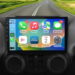 【4GB 64GB】 Qualcomm 8-Core Car Radio Stereo Upgrade for Jeep Wrangler JK 2007-2018 Dodge Ram 1500 2500 2009 2010 2011 2012 Grand Cherokee with CarPlay Android Auto