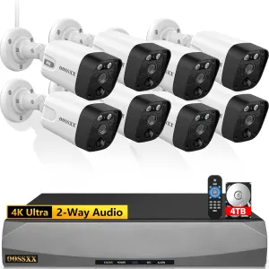 (4K/8.0 Megapixel & 130° Ultra Wide-Angle) 2-Way Audio PoE Outdoor Home Security Camera System Wired Outdoor Video Surveillance IP Cameras System