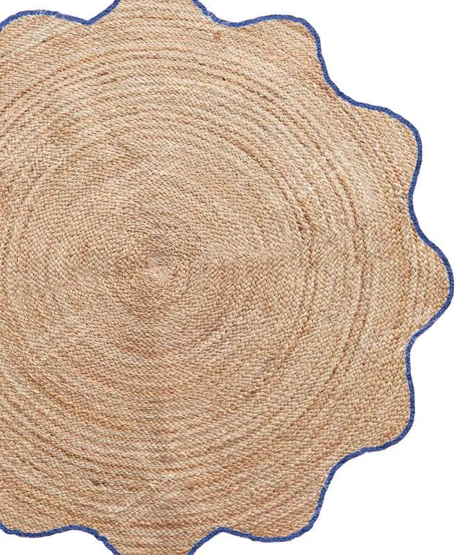 4x4, 5x5, 6x6,feet Natural Jute Scallop Round Rug, Floor Scalloped Edge Rug Braided Boho Eco Large Circular Handmade Area Rugs (CCRD2)