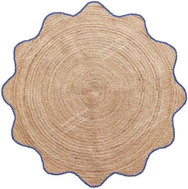 4x4, 5x5, 6x6,feet Natural Jute Scallop Round Rug, Floor Scalloped Edge Rug Braided Boho Eco Large Circular Handmade Area Rugs (CCRD2)