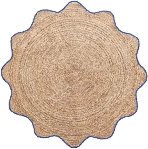 4x4, 5x5, 6x6,feet Natural Jute Scallop Round Rug, Floor Scalloped Edge Rug Braided Boho Eco Large Circular Handmade Area Rugs (CCRD2)
