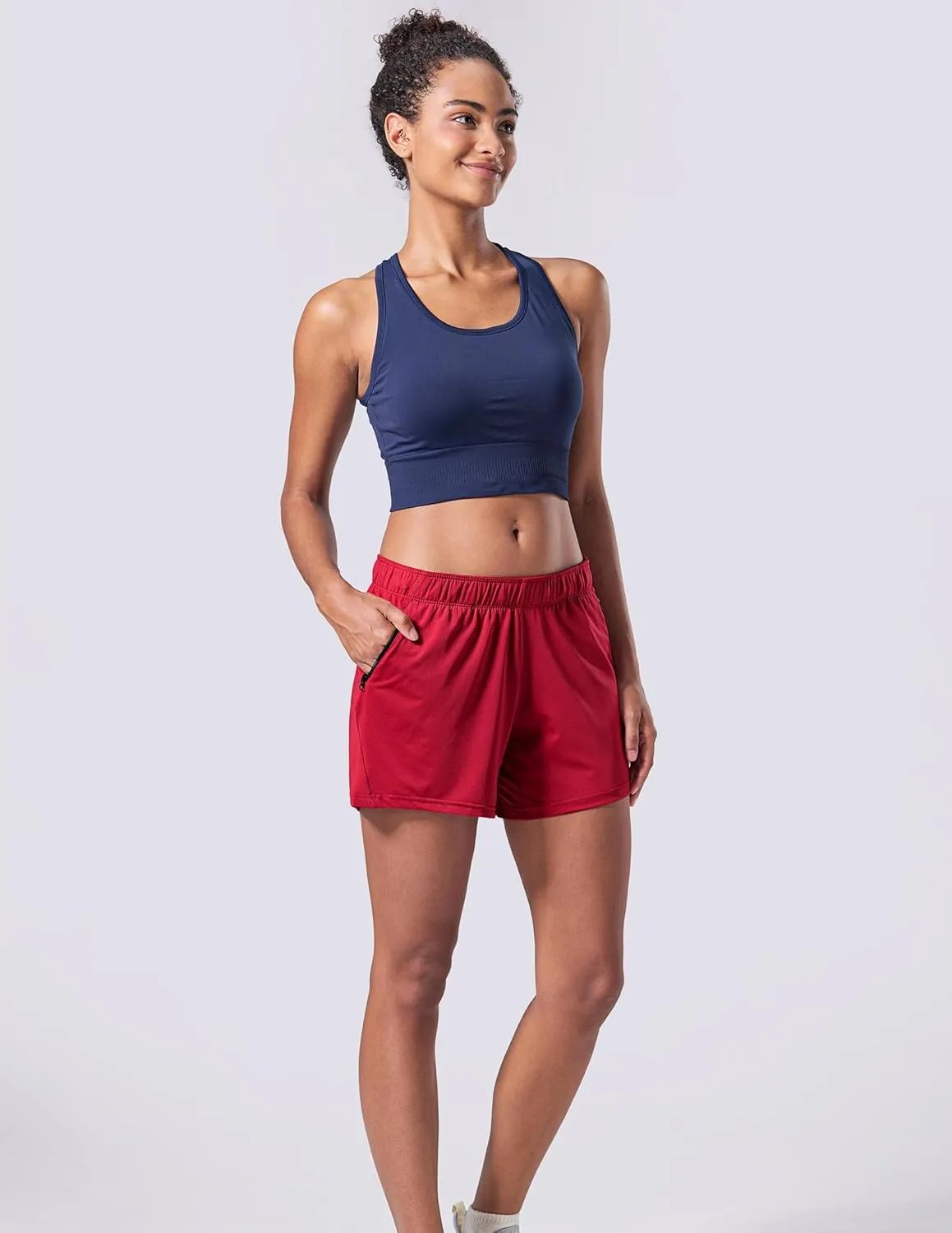 5 Pack: Womens Workout Gym Shorts Casual Lounge Set, Ladies Active Athletic Apparel with Zipper Pockets
