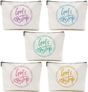 5 Pcs Girls Trip Gifts Favors, Girls Weekend Gifts Makeup Bag, Bestie Gifts Weekend Bag Travel Gifts Vacation Cosmetic Bag, Friendship Gifts for Women Friends, Graduation Wedding Gifts Toiletry Bag