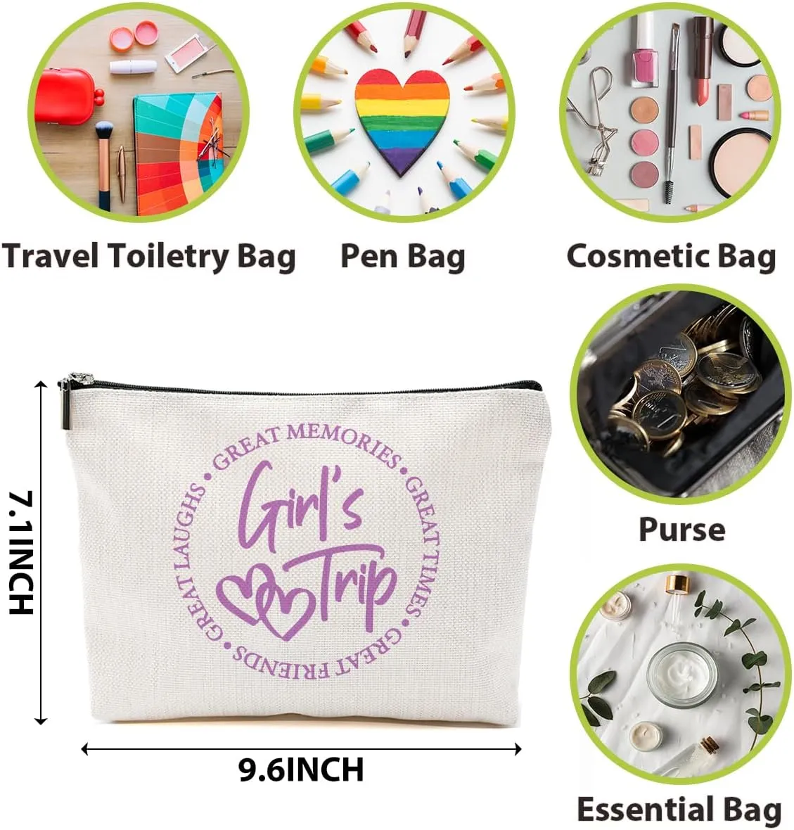 5 Pcs Girls Trip Gifts Favors, Girls Weekend Gifts Makeup Bag, Bestie Gifts Weekend Bag Travel Gifts Vacation Cosmetic Bag, Friendship Gifts for Women Friends, Graduation Wedding Gifts Toiletry Bag