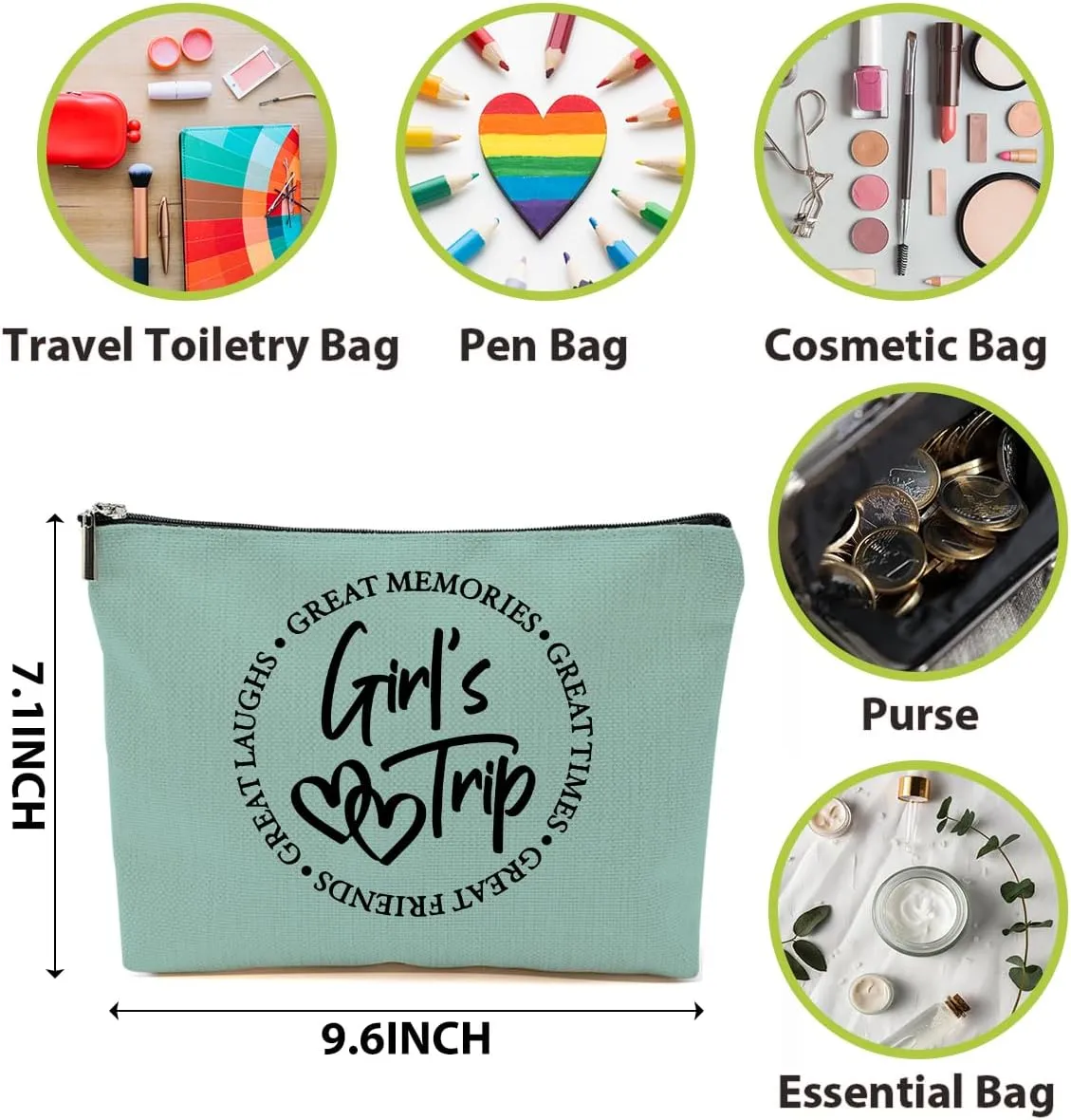 6 Pcs Girls Trip Gifts Favors, Girls Weekend Gifts Makeup Bag, Bestie Gifts Weekend Bag Travel Gifts Vacation Cosmetic Bag, Friendship Gifts for Women Bride, Graduation Wedding Gifts Toiletry Bag