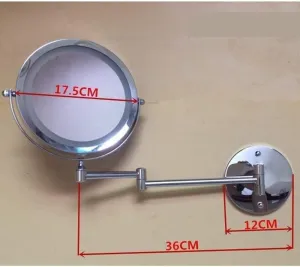 7-Inch Double-Sided Wall-Mounted Vanity Mirror, 3X Magnification, LED Lighted, 360° Swivel, Extendable, Battery-Powered, Elegant Design for Makeup and Grooming(Reverse 5 Times)