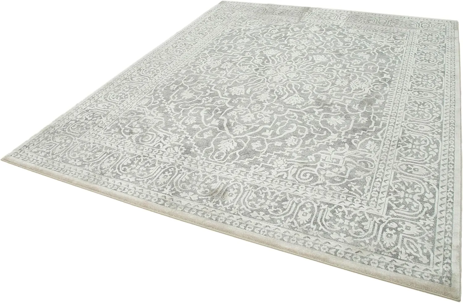 7'10'' x 10'0'' - 238x305 Cm Machine Invista Grey Classic Viscose Handmade Area Rug, Turkish Handmade Rug, Living Room, Bedroom, Nursery, Hallway, Rug, Indoor Area Rug