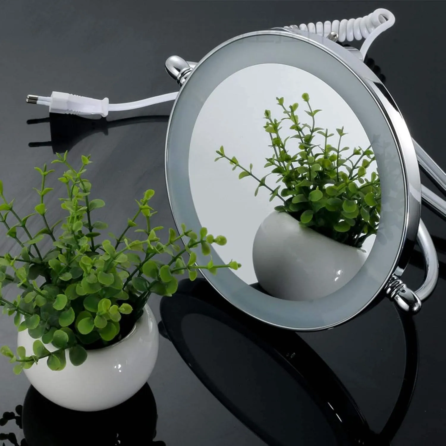 8" LED Wall Mounted Makeup Mirror, Adjustable LED Light Touch Screen, 1X/3X/5X/7X/10X Magnification 360 Degree Rotation Double Sided Led Lighted Vanity Mirrors, for Bathroom(Silver,7X)