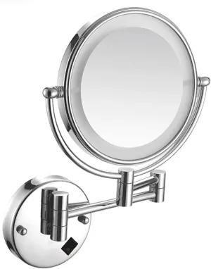 8" LED Wall Mounted Makeup Mirror, Adjustable LED Light Touch Screen, 1X/3X/5X/7X/10X Magnification 360 Degree Rotation Double Sided Led Lighted Vanity Mirrors, for Bathroom(Silver,7X)