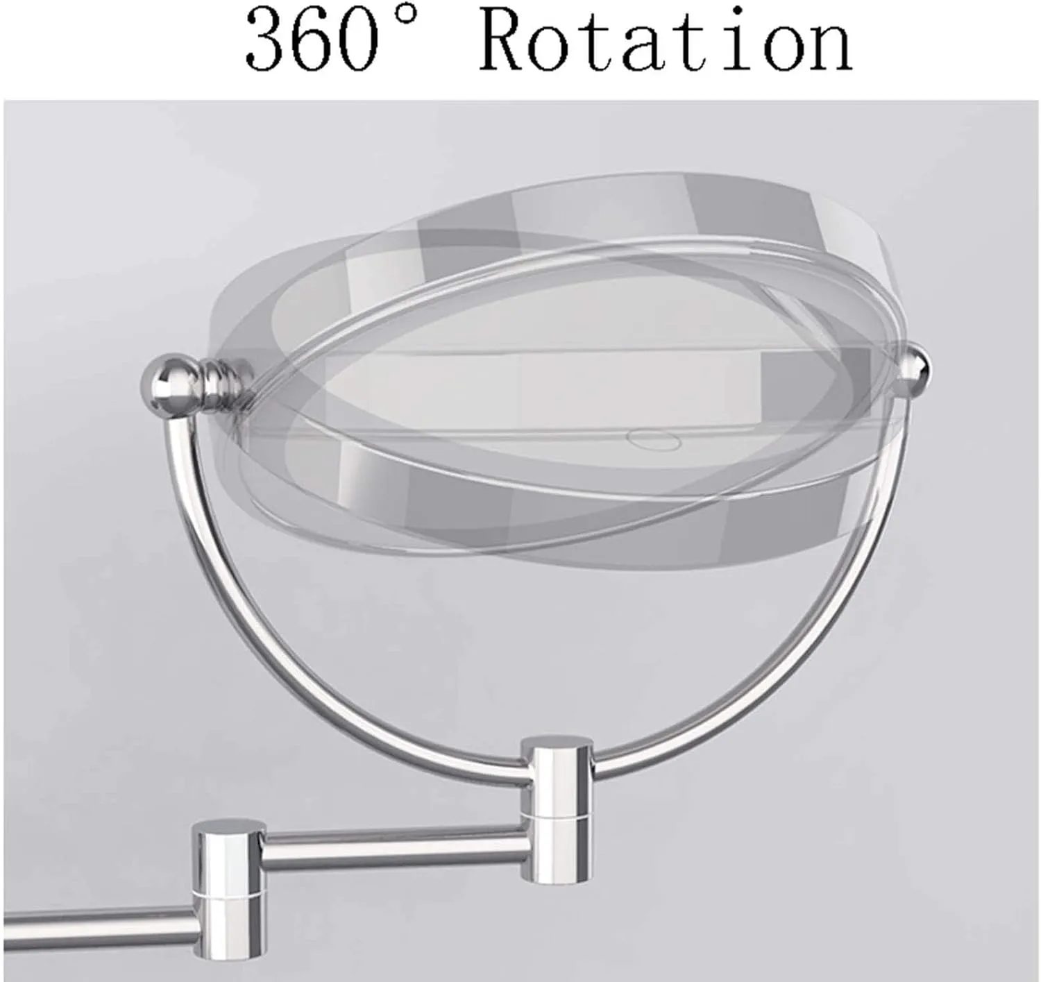 8" LED Wall Mounted Makeup Mirror, Adjustable LED Light Touch Screen, 1X/3X/5X/7X/10X Magnification 360 Degree Rotation Double Sided Led Lighted Vanity Mirrors, for Bathroom(Silver,7X)