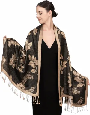 Achillea Reversible Paisley Pashmina Rave Scarf, Shawls and Wraps for Evening Dresses, Exotic Indian Scarves for All Season